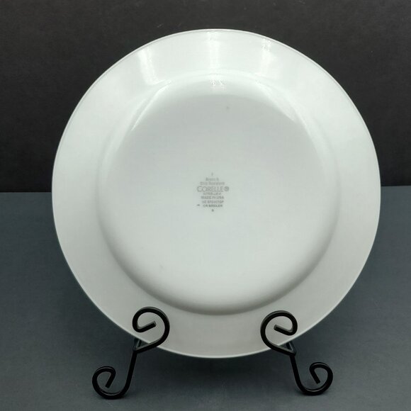 Corelle Strokes of Color Brushed Lemon Yellow Luncheon Plates Gold Bands Stripes - Picture 4 of 5